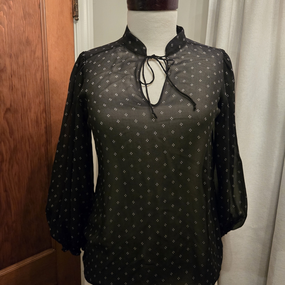 Theory Black Diamond-Patterned Blouse